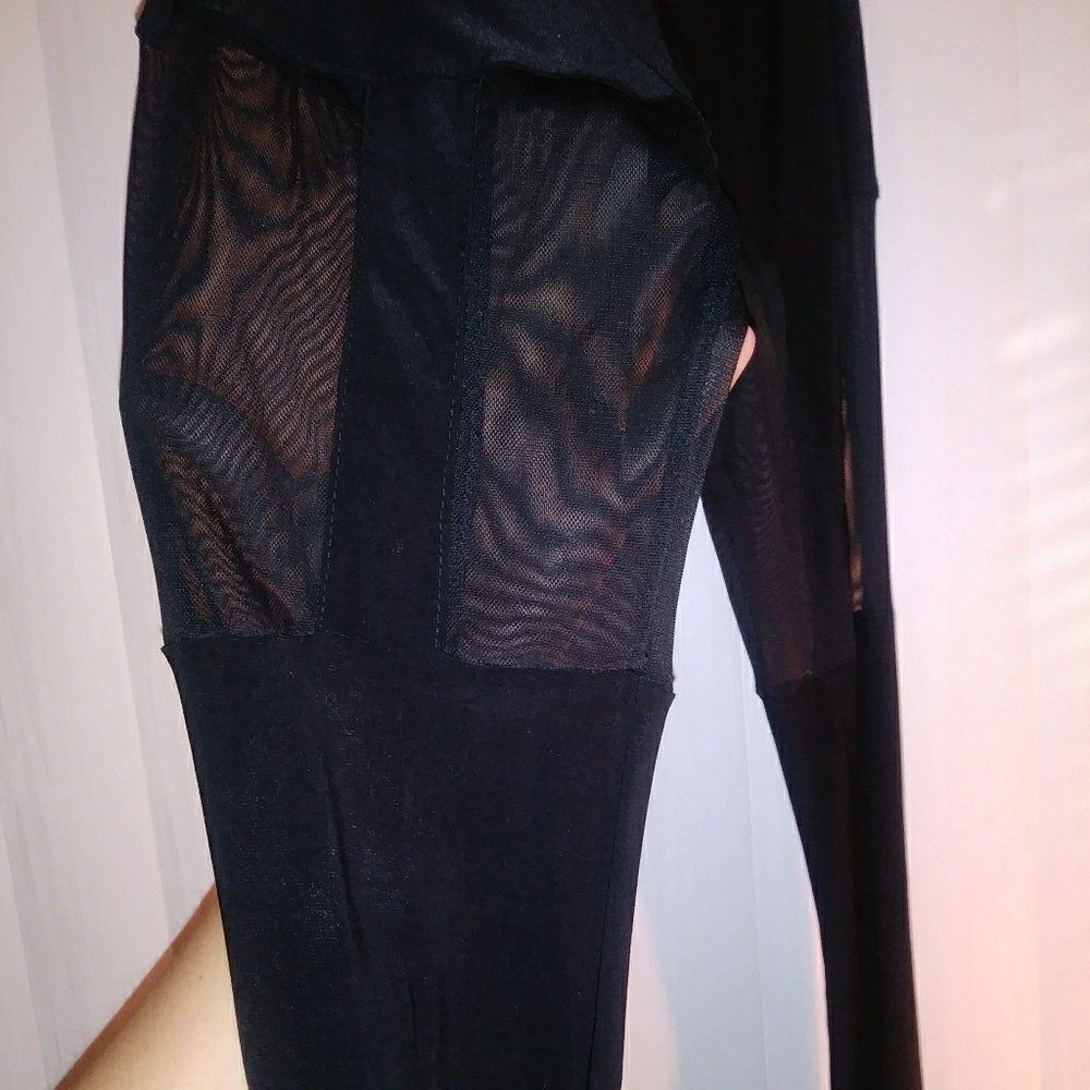 Black NWT leggings with sheer design on thighs